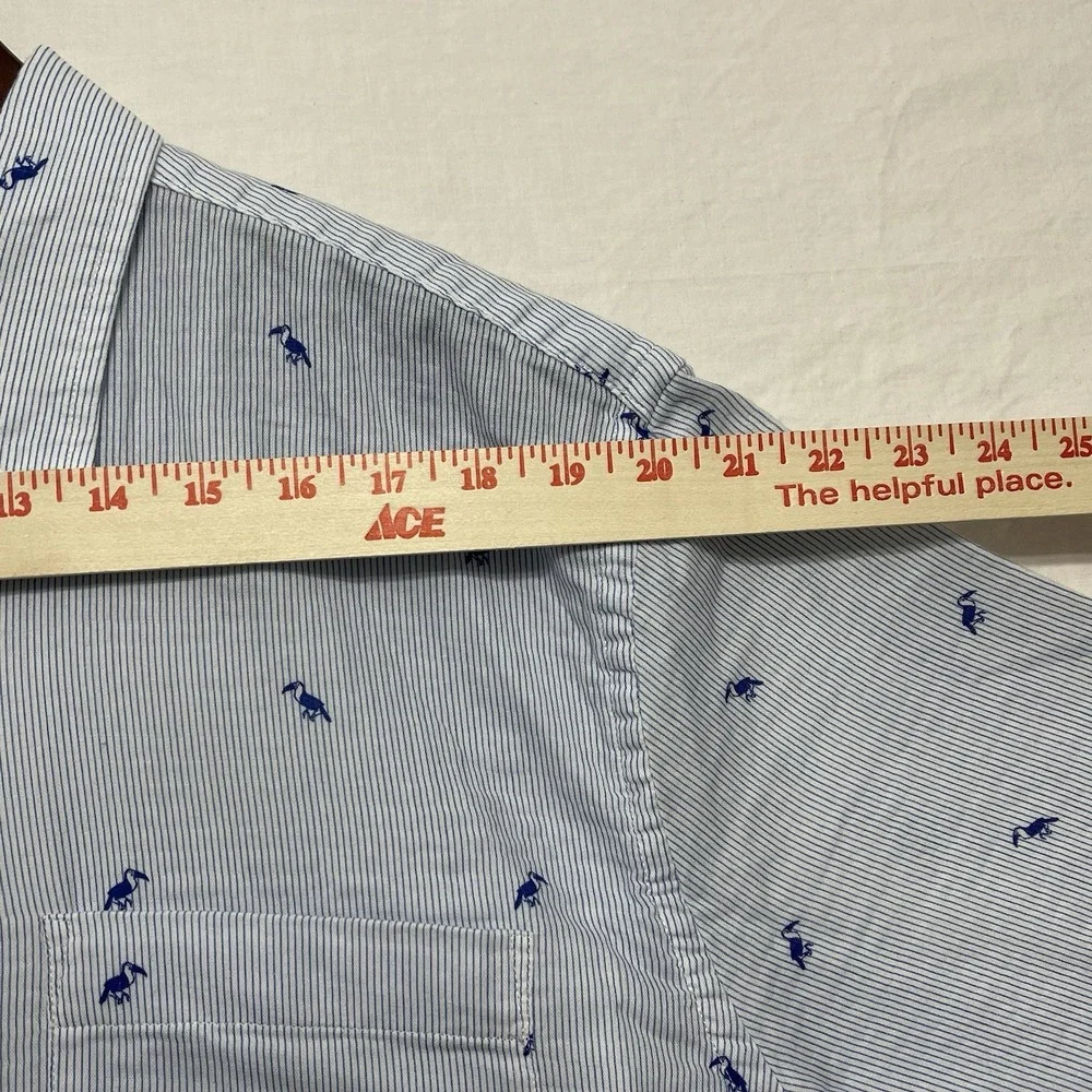 Banana Republic Slim Fit XXL Blue Stripe Tucan Short Sleeve Shirt Summer 2021